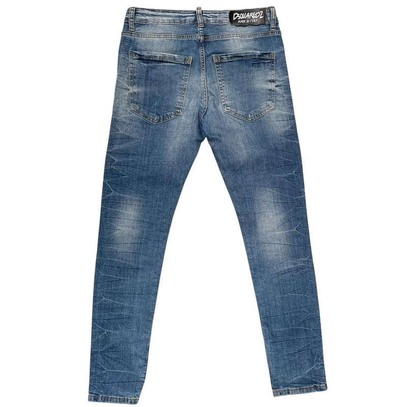 Dsquared2 Blue Wash Distressed Skater Slim Fit Jeans