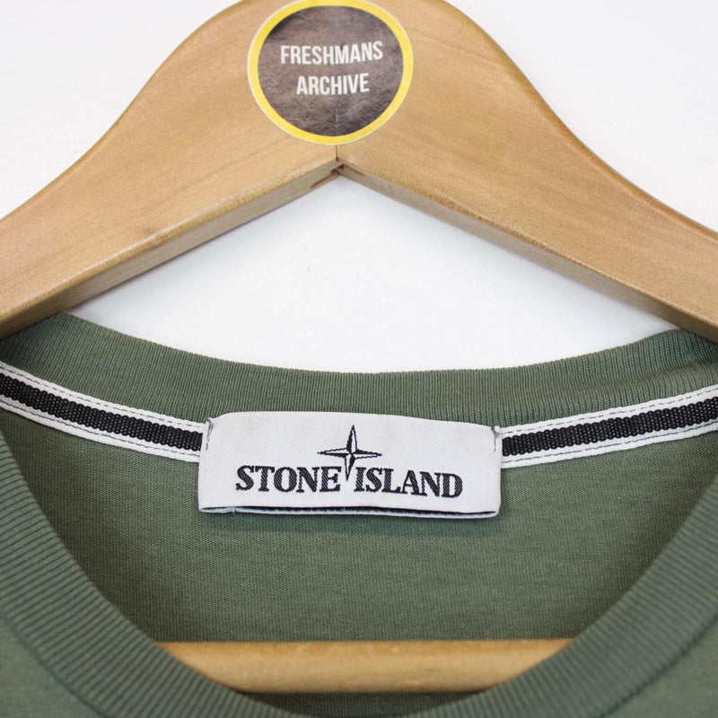 Stone Island Green and White Short Sleeve Logo Print T-Shirt
