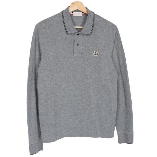 Moncler Maglia Manica Lunga Grey Long Sleeve Cotton Polo Shirt