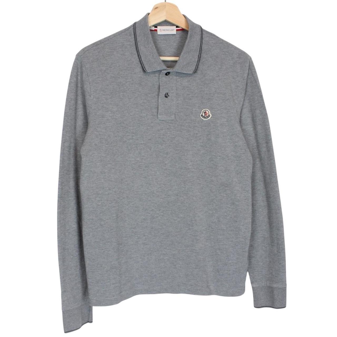 Moncler Maglia Manica Lunga Grey Long Sleeve Cotton Polo Shirt
