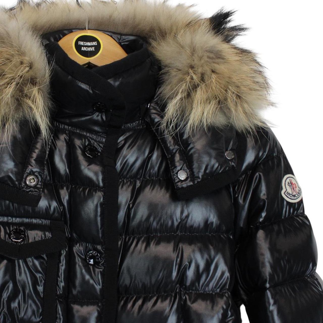 Moncler Armoise Black Full Zip Fur Hooded Down Jacket