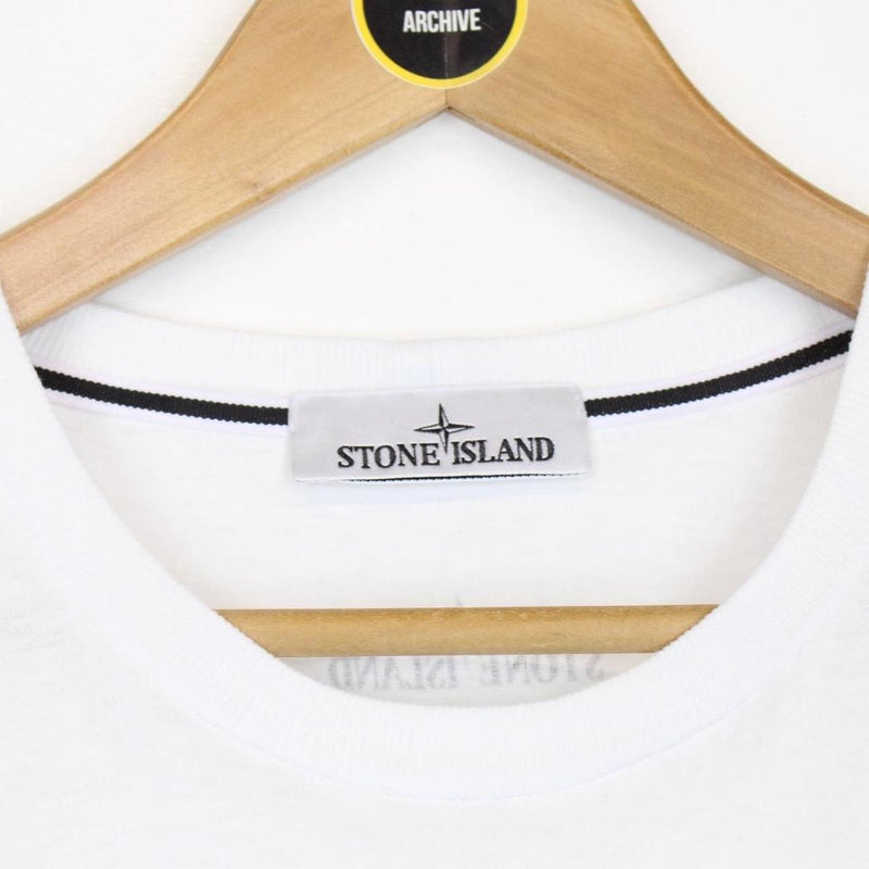 Stone Island AW 2023 White and Black Short Sleeve Logo Print T-Shirt