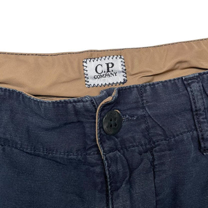 CP Company Navy Blue Cotton Lens Cargo Shorts