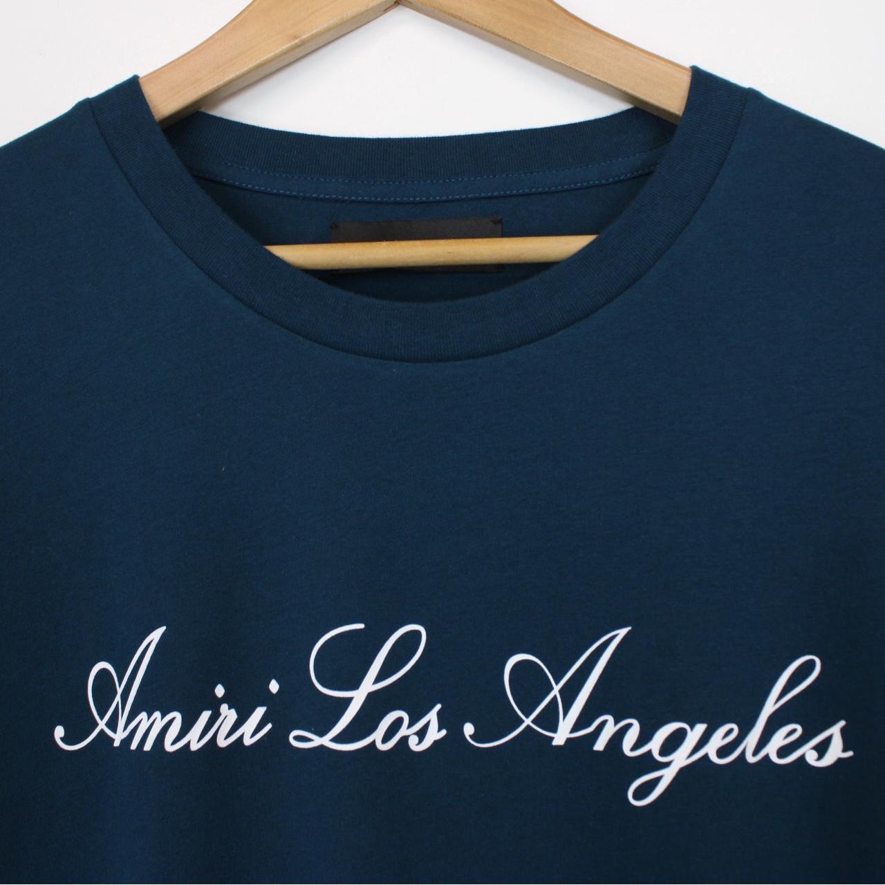 Amiri Petrol Blue Short Sleeve Los Angeles Print T-Shirt