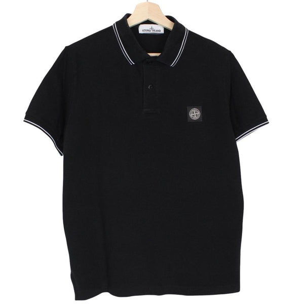 Stone Island AW 2020 Black Short Sleeve Compass Cotton Polo Shirt