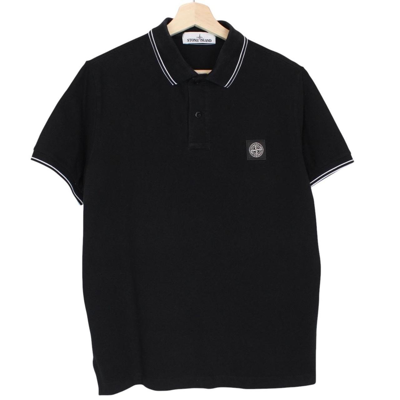 Stone Island AW 2020 Black Short Sleeve Compass Cotton Polo Shirt