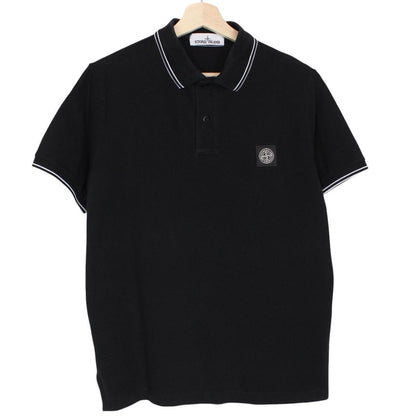 Stone Island AW 2020 Black Short Sleeve Compass Cotton Polo Shirt