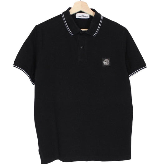 Stone Island AW 2020 Black Short Sleeve Compass Cotton Polo Shirt