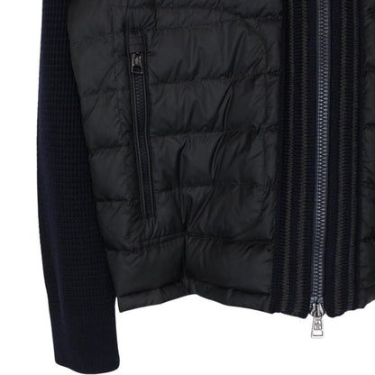 Moncler Navy Blue Wool/Nylon Hooded Maglione Tricot Cardigan Jacket