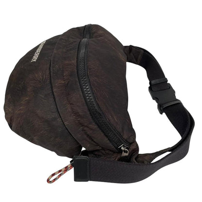 Burberry brown and black convertible bum bag with ape logo and durable material.