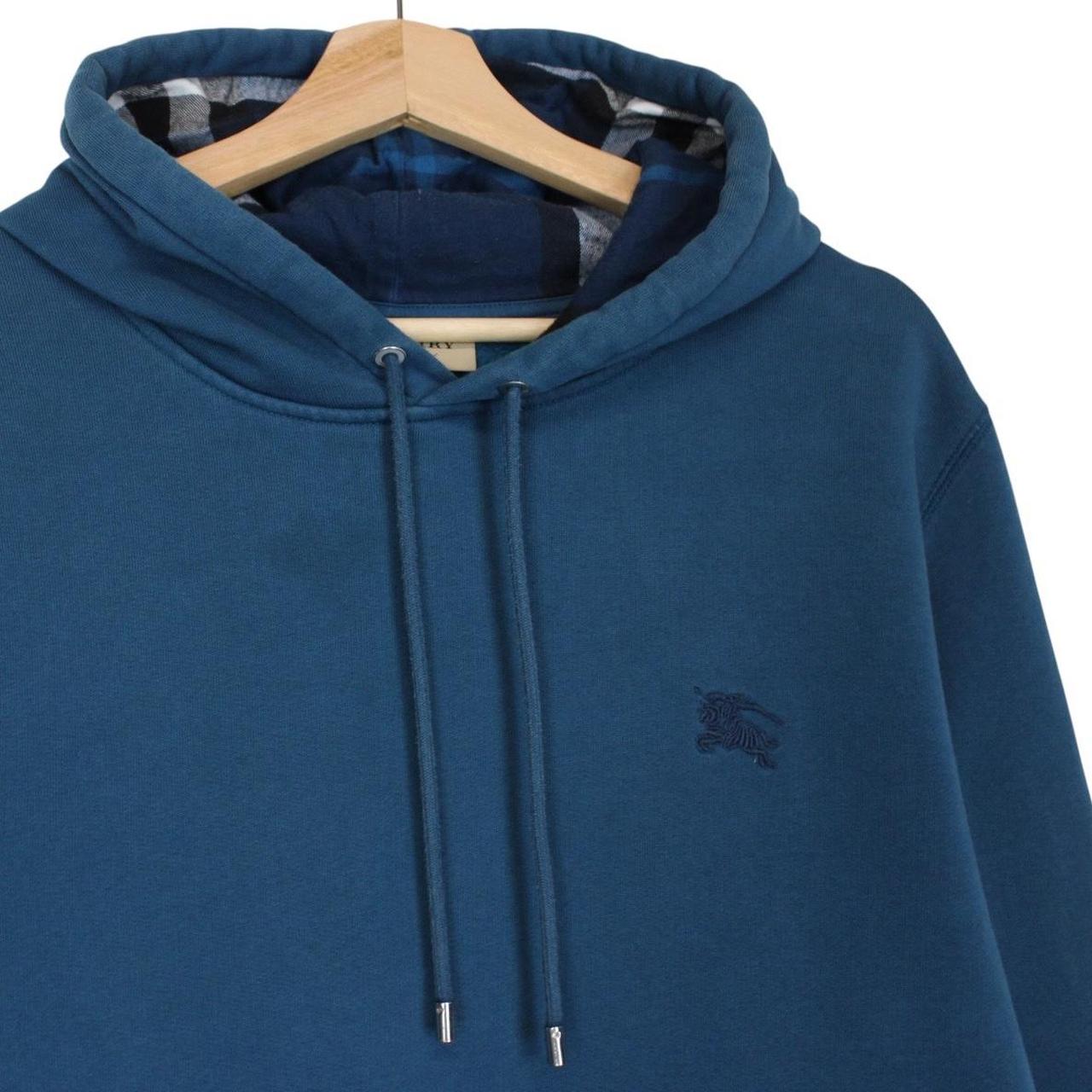 Burberry Teal Blue Pullover Cotton Hoodie Jumper