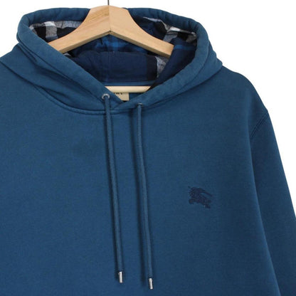 Burberry Teal Blue Pullover Cotton Hoodie Jumper