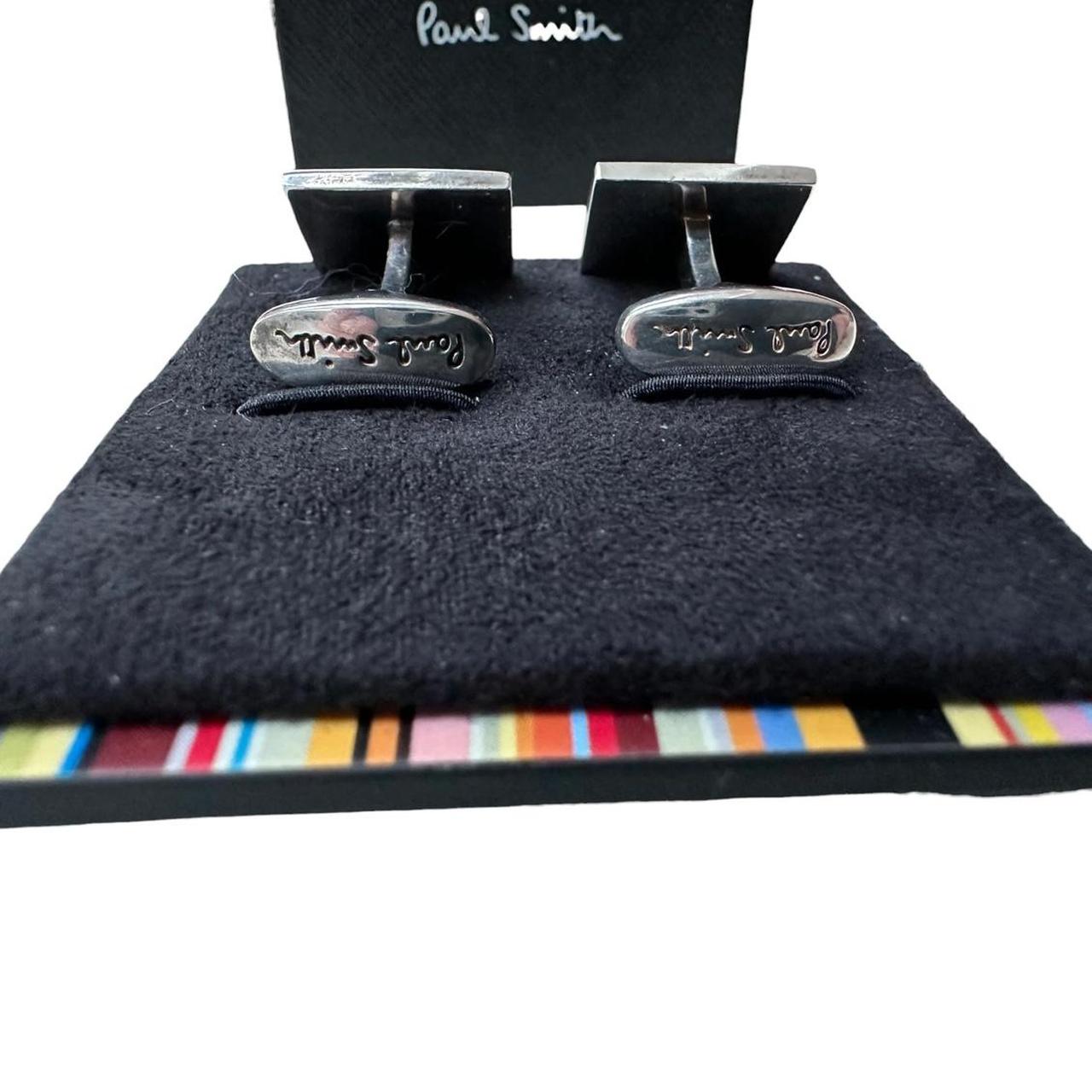 Paul Smith multi stripe cufflinks in 925 sterling silver with colorful striped design.