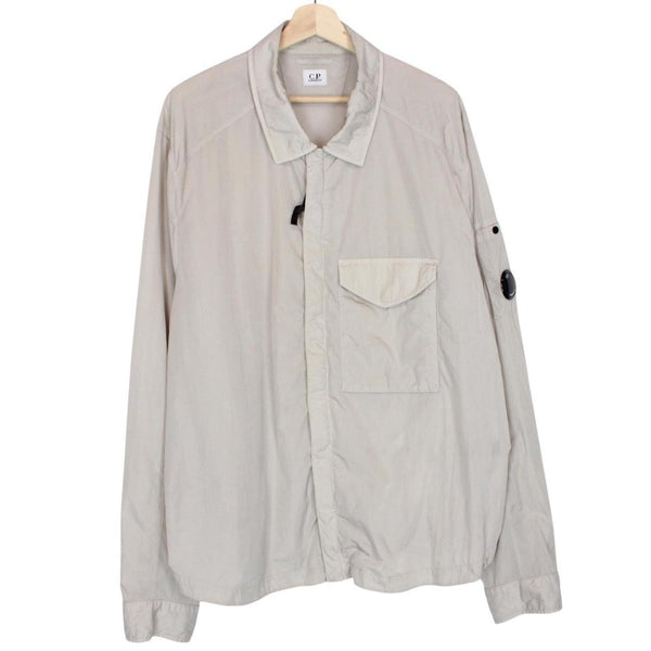 CP Company Beige Chrome-R Nylon Garment Dyed Lens Overshirt Jacket