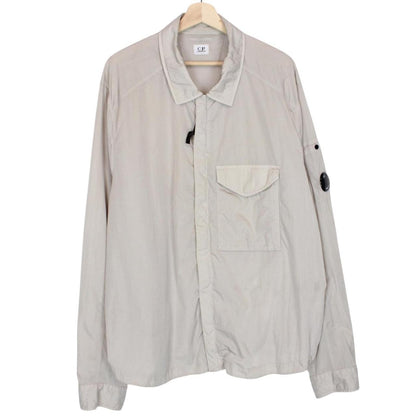 CP Company Beige Chrome-R Nylon Garment Dyed Lens Overshirt Jacket