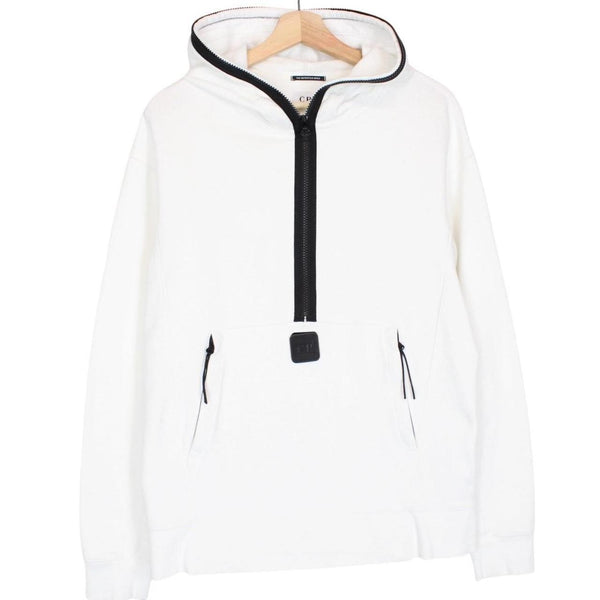 CP Company Metropolis White 1/4 Zip Cotton Hoodie Jumper
