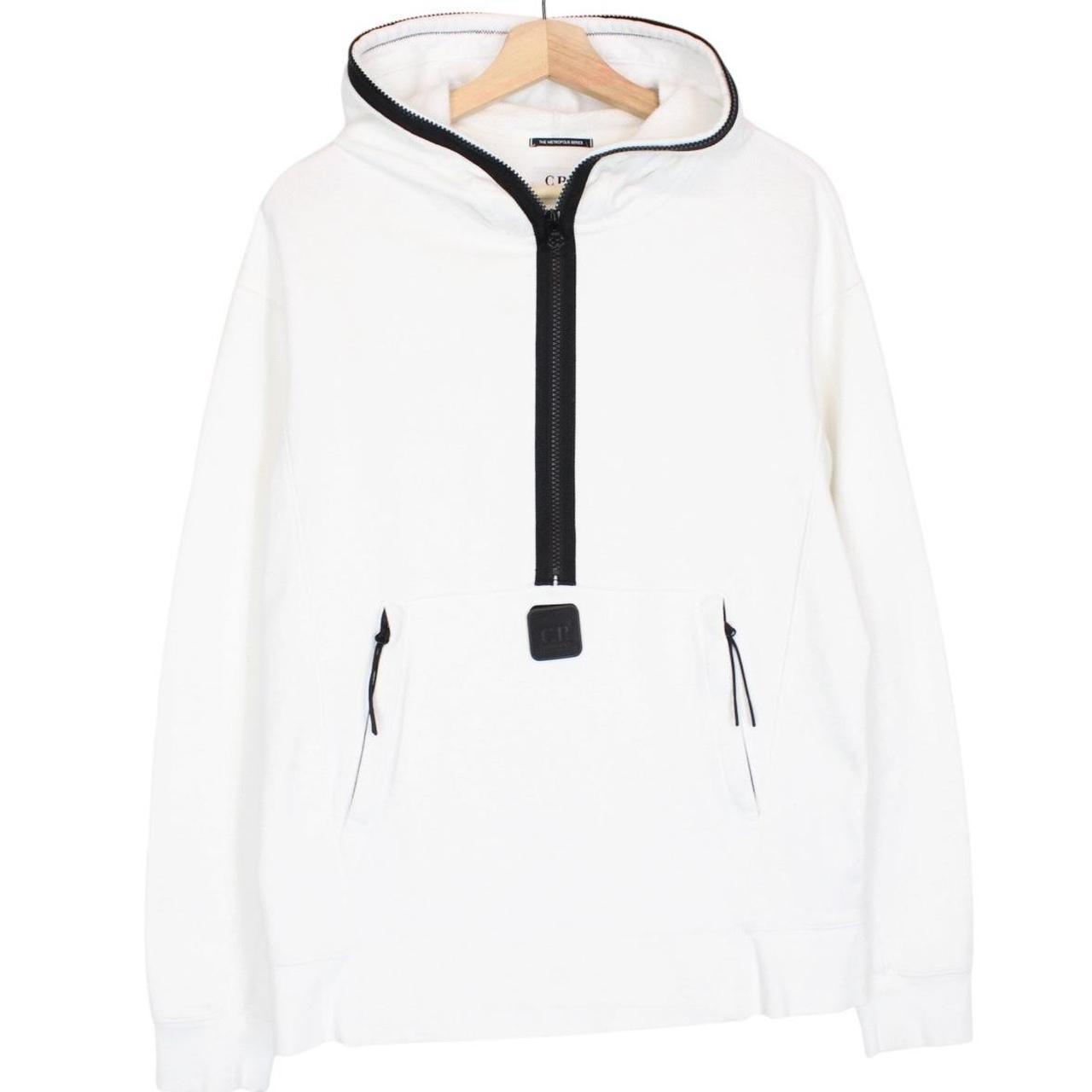 CP Company Metropolis White 1/4 Zip Cotton Hoodie Jumper