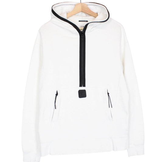 CP Company Metropolis White 1/4 Zip Cotton Hoodie Jumper