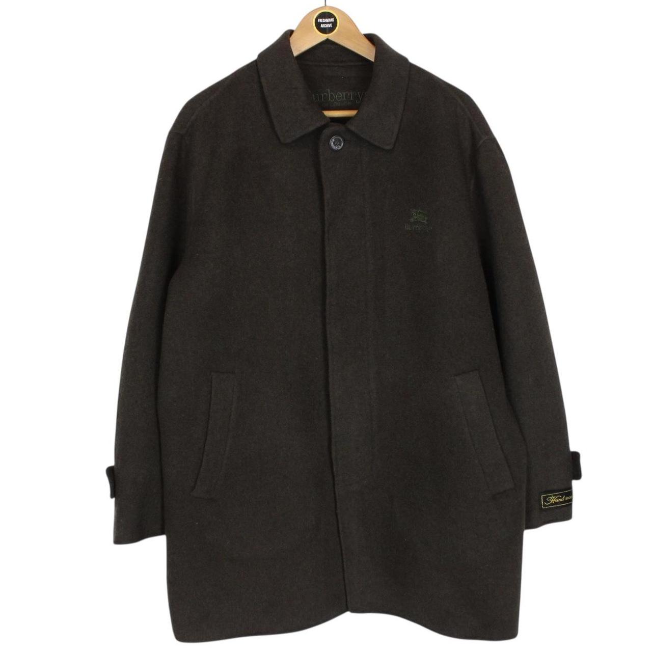 Vintage 90s Burberry Khaki Brown Cashmere Wool Coat