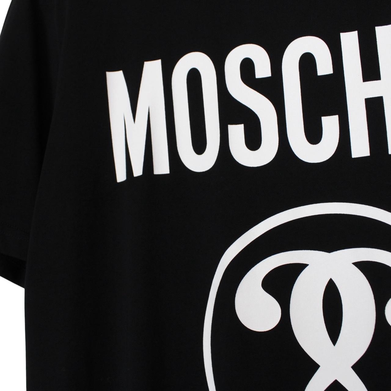 Moschino Black and White Short Sleeve Logo Print Cotton T-Shirt