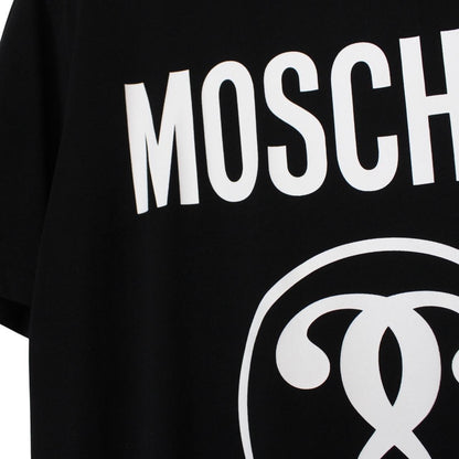 Moschino Black and White Short Sleeve Logo Print Cotton T-Shirt