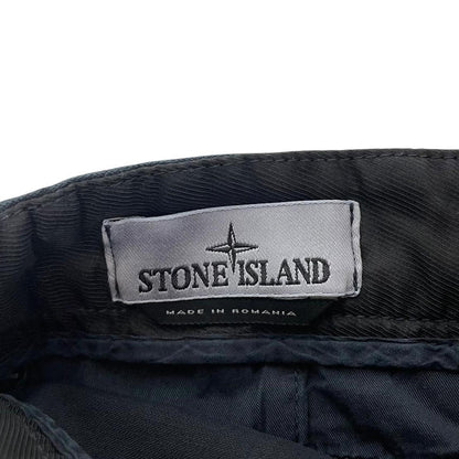 Stone Island navy blue skinny fit cargo trousers with logo patch and pockets.