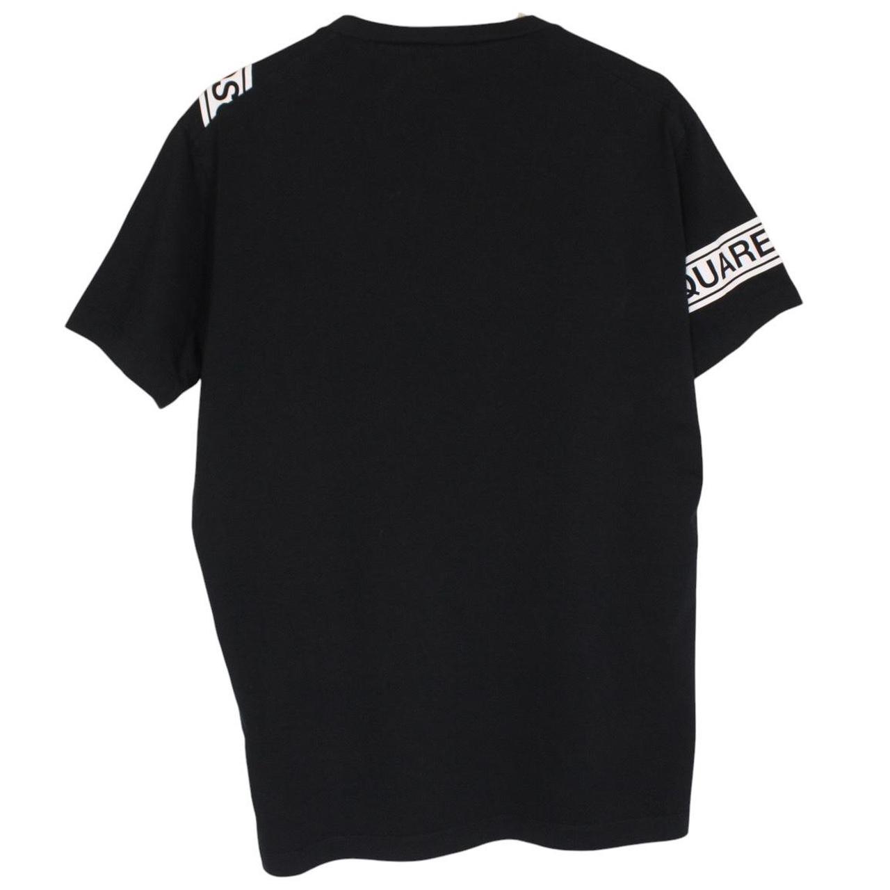 Dsquared2 Black and White Tape Logo Print Short Sleeve T-Shirt