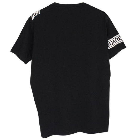 Dsquared2 Black and White Tape Logo Print Short Sleeve T-Shirt