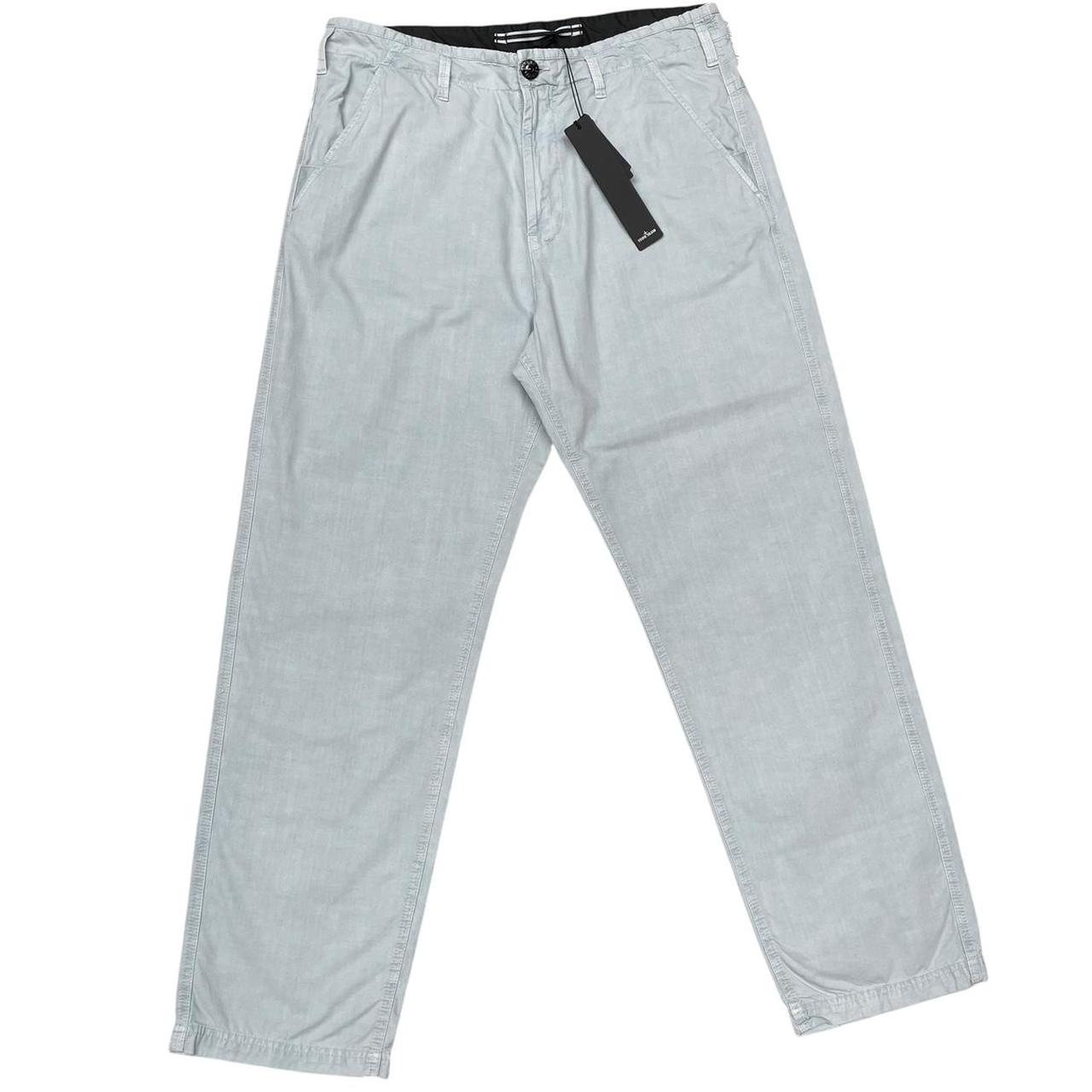 Stone Island SS 2024 Light Blue LO Fit Cotton Trousers