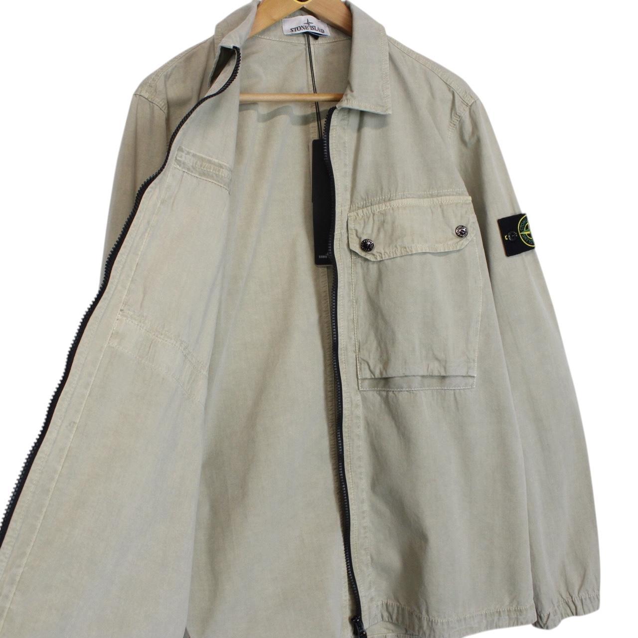 Stone Island AW 2023 Beige Organic Cotton Full Zip Overshirt Jacket