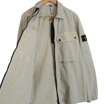 Stone Island AW 2023 Beige Organic Cotton Full Zip Overshirt Jacket
