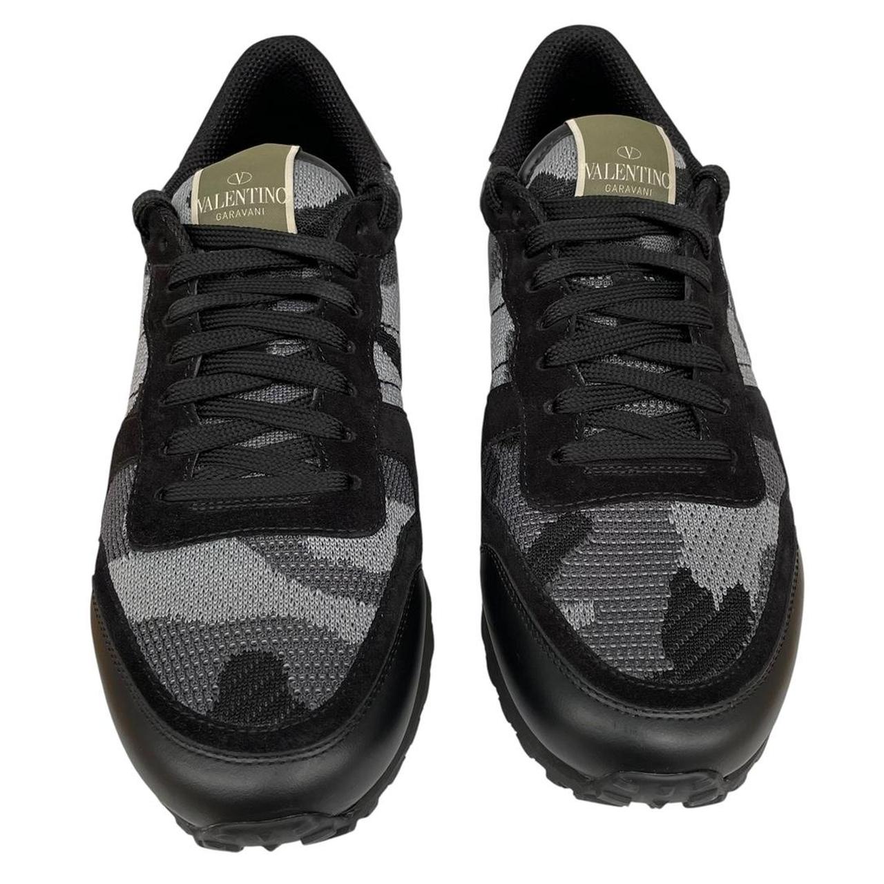 Valentino Garavani Rockrunner Black and Grey Mesh Camouflage Trainers