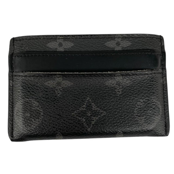 Louis Vuitton black and grey coated canvas double card holder with monogram pattern.