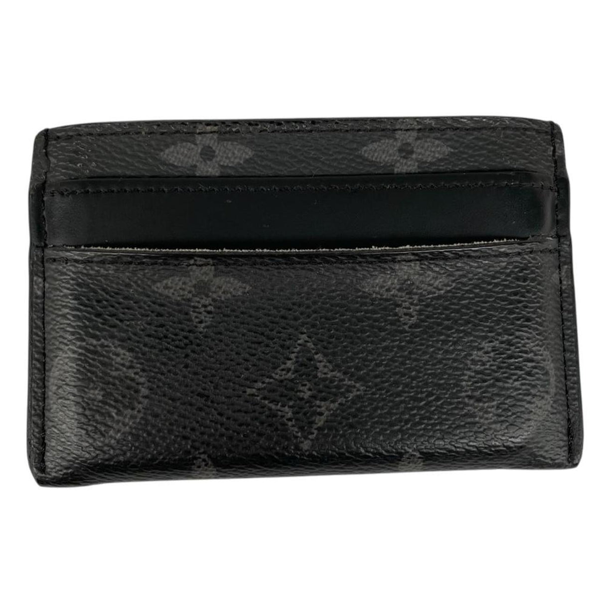 Louis Vuitton black and grey coated canvas double card holder with monogram pattern.