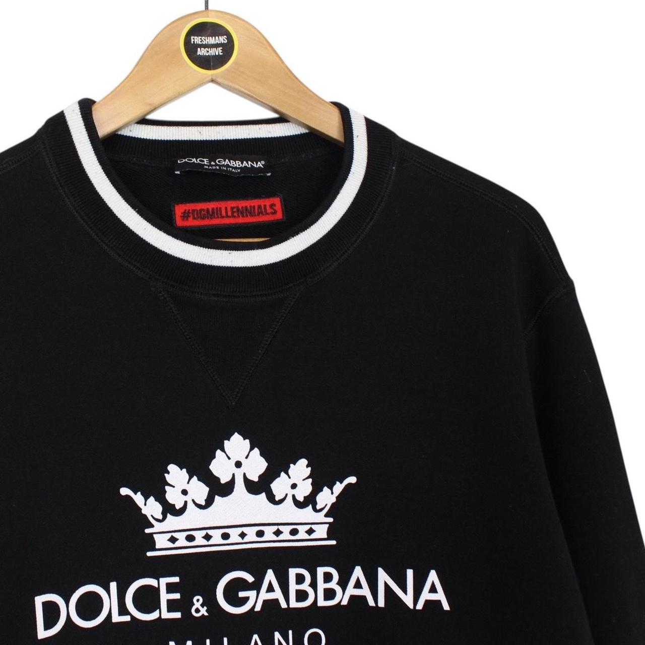Dolce and Gabbana Black and White Crown Logo Cotton Sweatshirt Jumper