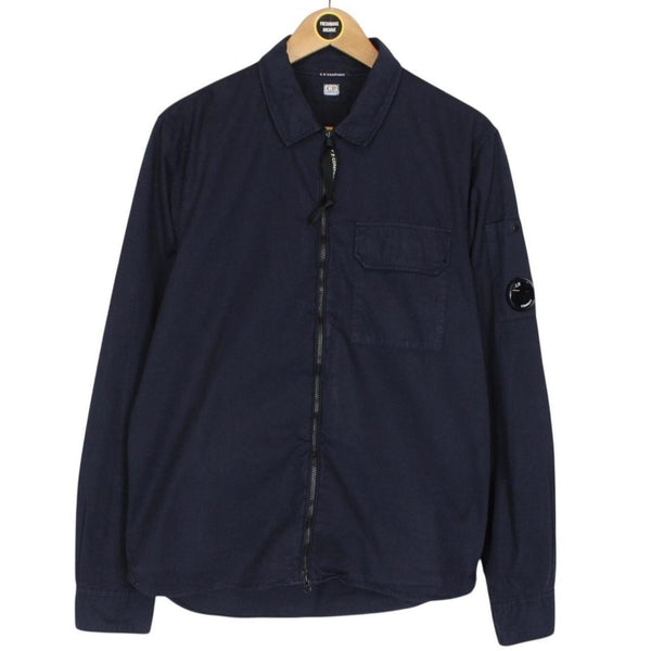 CP Company Navy Blue Full Zip Cotton Lens Overshirt Jacket