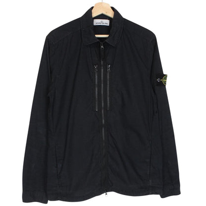 Stone Island SS 2017 Navy Blue Full Zip Cotton Overshirt Jacket