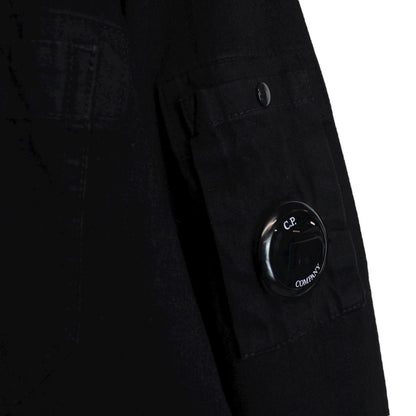CP Company ‘Blu’ Navy Blue Garment Dyed Button Up Cotton Lens Overshirt