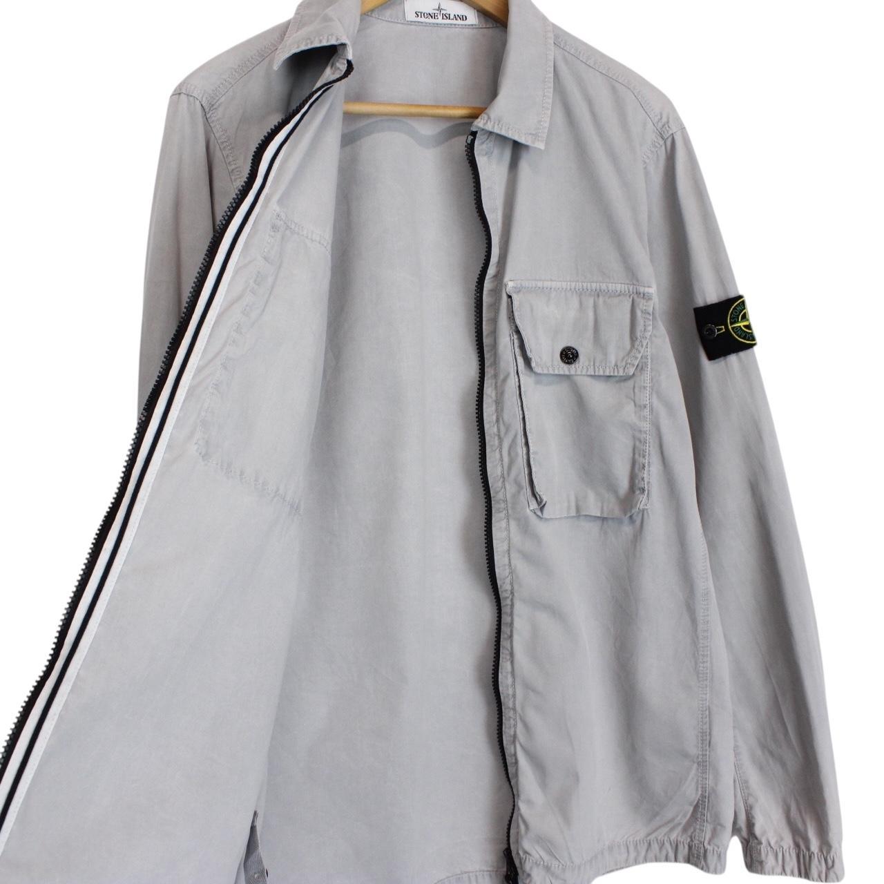 Stone Island AW 2021 Grey Full Zip Cotton Overshirt Jacket