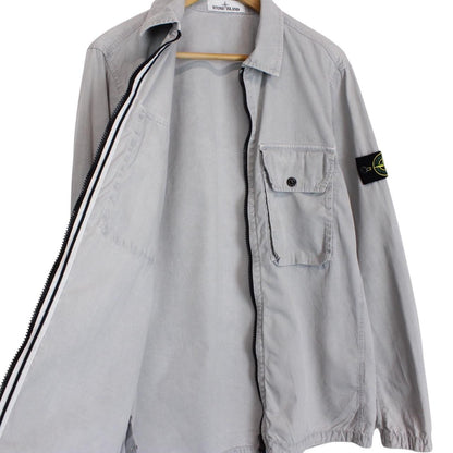 Stone Island AW 2021 Grey Full Zip Cotton Overshirt Jacket