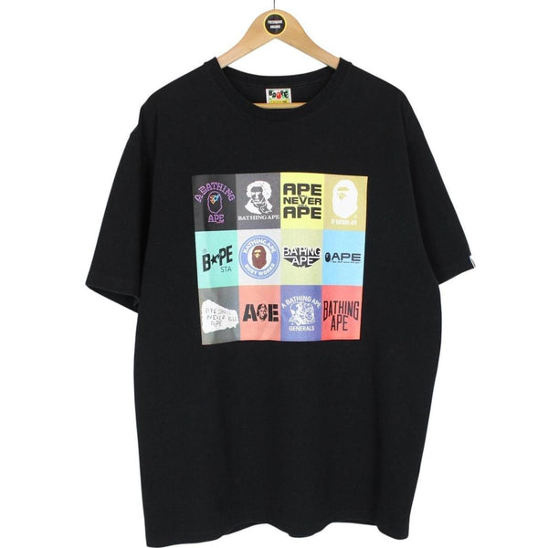 Bape Black and Multicoloured Multi Logo Graphic Short Sleeve T-Shirt