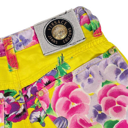 Vintage 90s Versace Jeans Couture Multicoloured Floral Print High Waisted