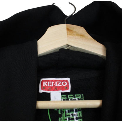 Kenzo black hoodie featuring digital tiger design and cotton material.