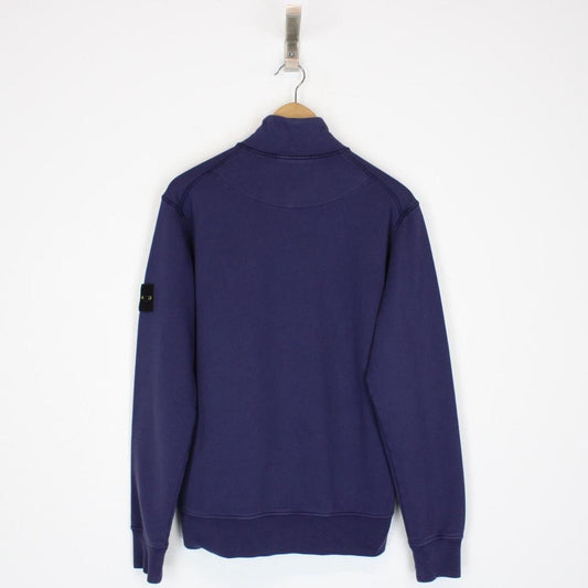 Stone Island SS 2022 Navy Blue Full Zip Organic Cotton Sweatshirt Jumper