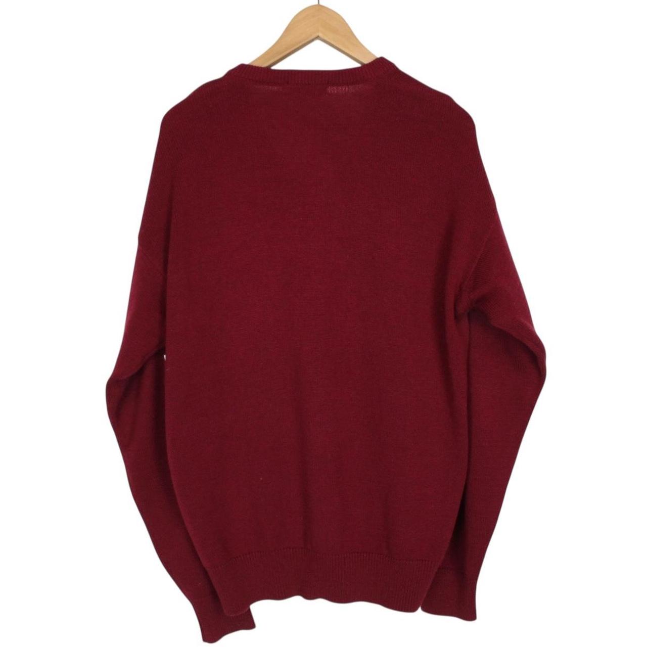 Vintage 90s Burberry Burgundy Check Wool Knit V-Neck Jumper