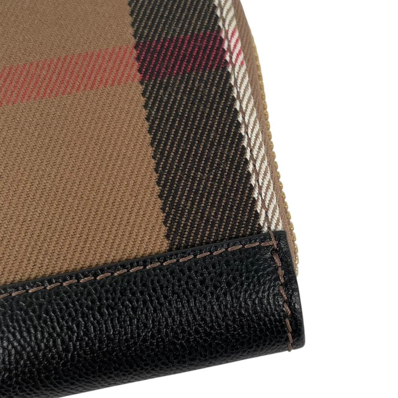 Burberry Brown and Black Nova Check Leather Zip Around Purse