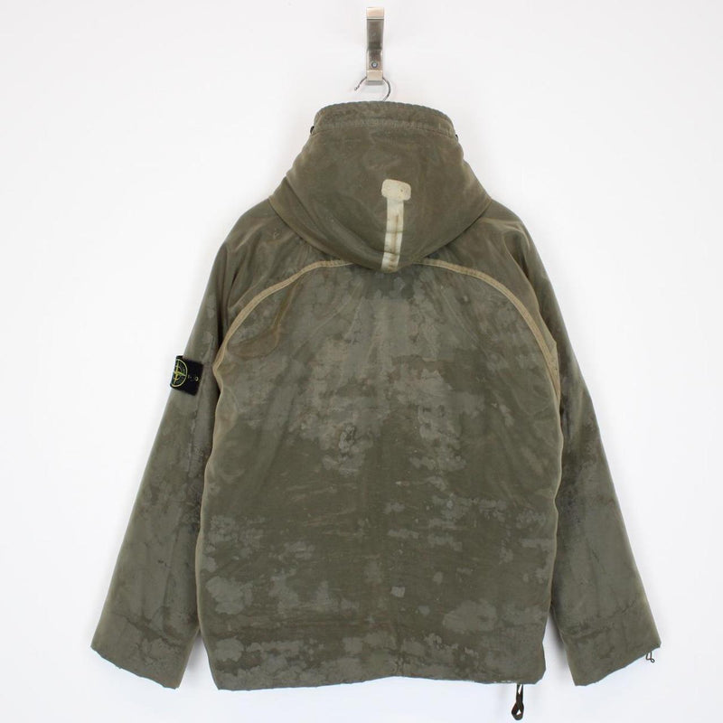 Vintage Stone Island AW 2001 Khaki Green Monofilament Mesh Lined Full Zip Hooded