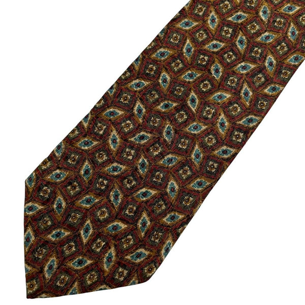 Ermenegildo Zegna multicoloured silk tie with intricate patterns and luxurious sheen.