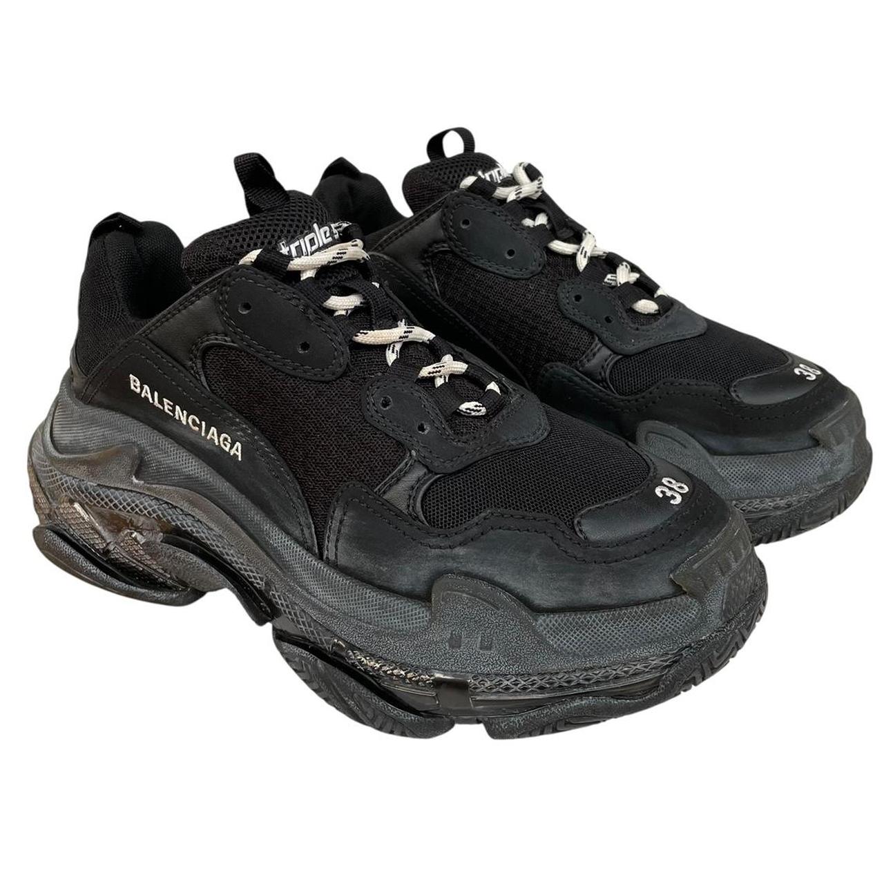 Balenciaga Triple S Black Pre-Distressed Mesh Trainers