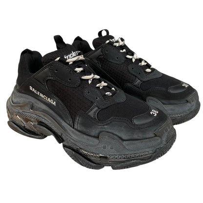 Balenciaga Triple S Black Pre-Distressed Mesh Trainers